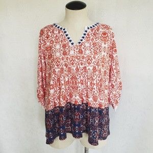 Vintage America Blues Women's Jolita 3/4 Sleeve Peasant Blouse Size S